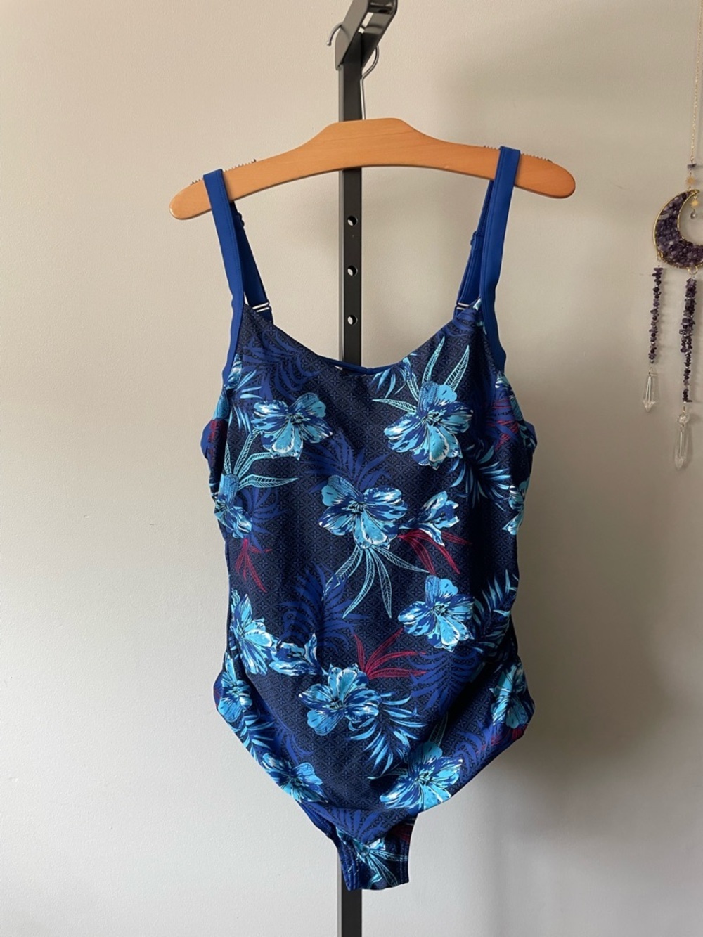 Sea Swimwear Corset Lace Up Blue Tropical One Piece Swimsuit Floral Strappy